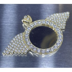 14k Yellow Gold Medium Cz Wings Picture Pendant 