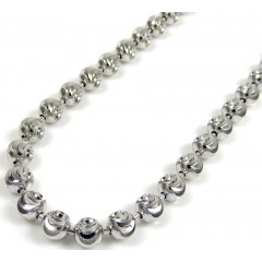 10k White Gold Moon Cut Bead Link Chain 20-30 Inch 4mm