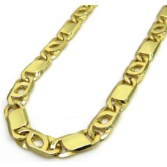 14k Yellow Gold Solid Tiger Eye Link Chain 22 Inch 5mm