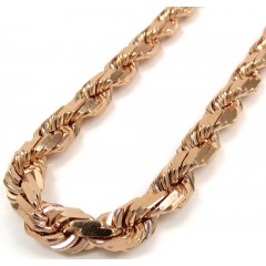 10k Rose Gold Solid Diamond Cut Rope Chain 20-26 Inches 7.5mm