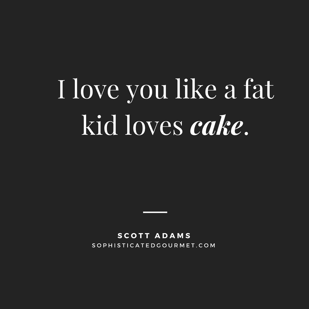 “I love you like a fat kid loves cake.” –Scott Adams