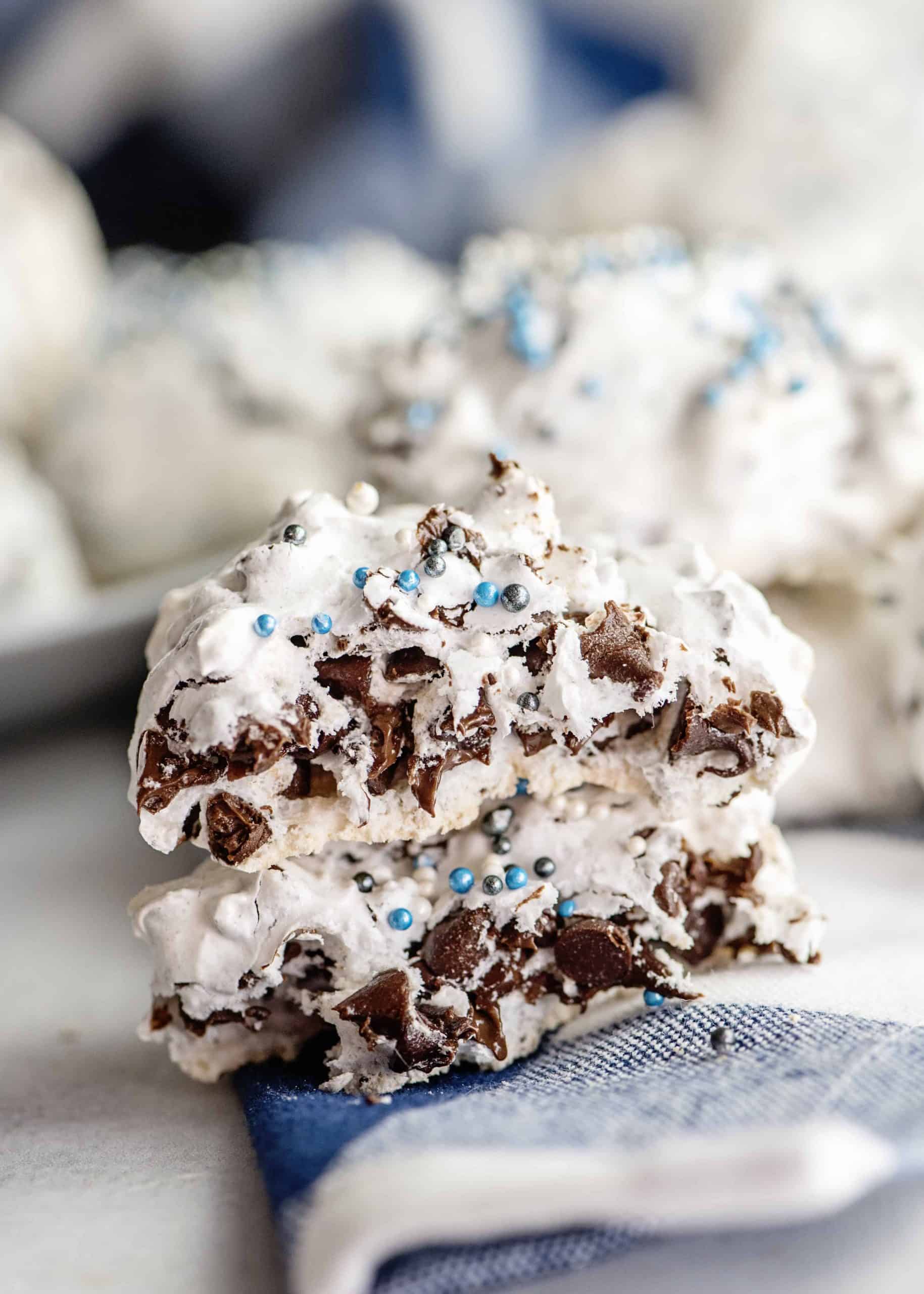 Side view of Chocolate Chip Cloud cookies