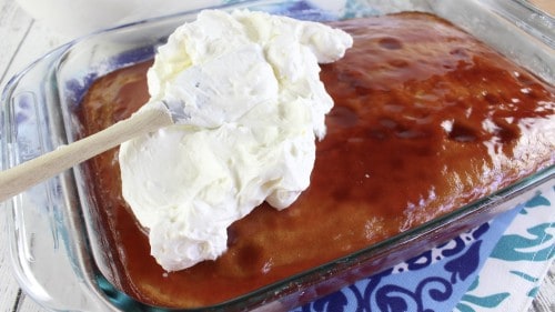 Spread icing on the cooled Chantilly Sheet Cake.