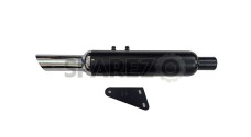 Royal Enfield Classic 350cc 500cc Short Bottle Black & Chrome Exhaust Silencer - SPAREZO