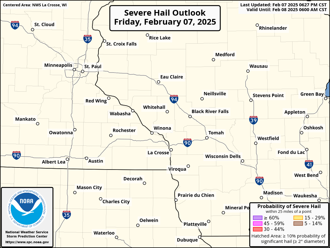 Day 1 Hail probabilities