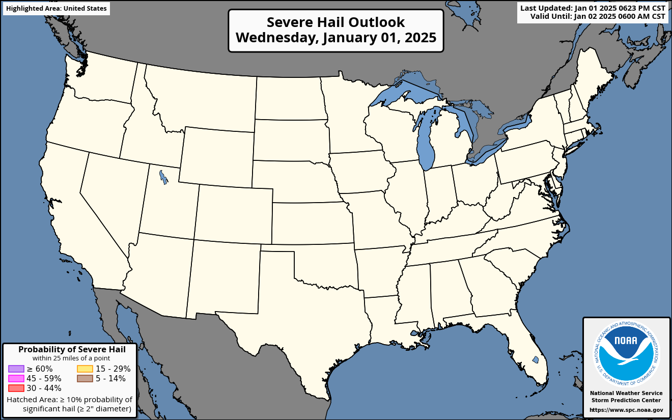 Day 1 Hail probabilities