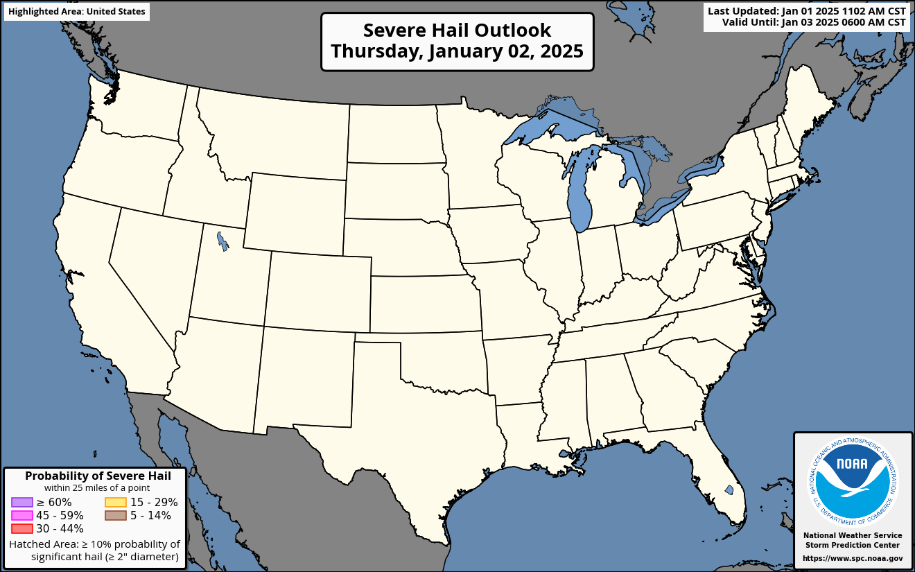 Day 2 Hail probabilities