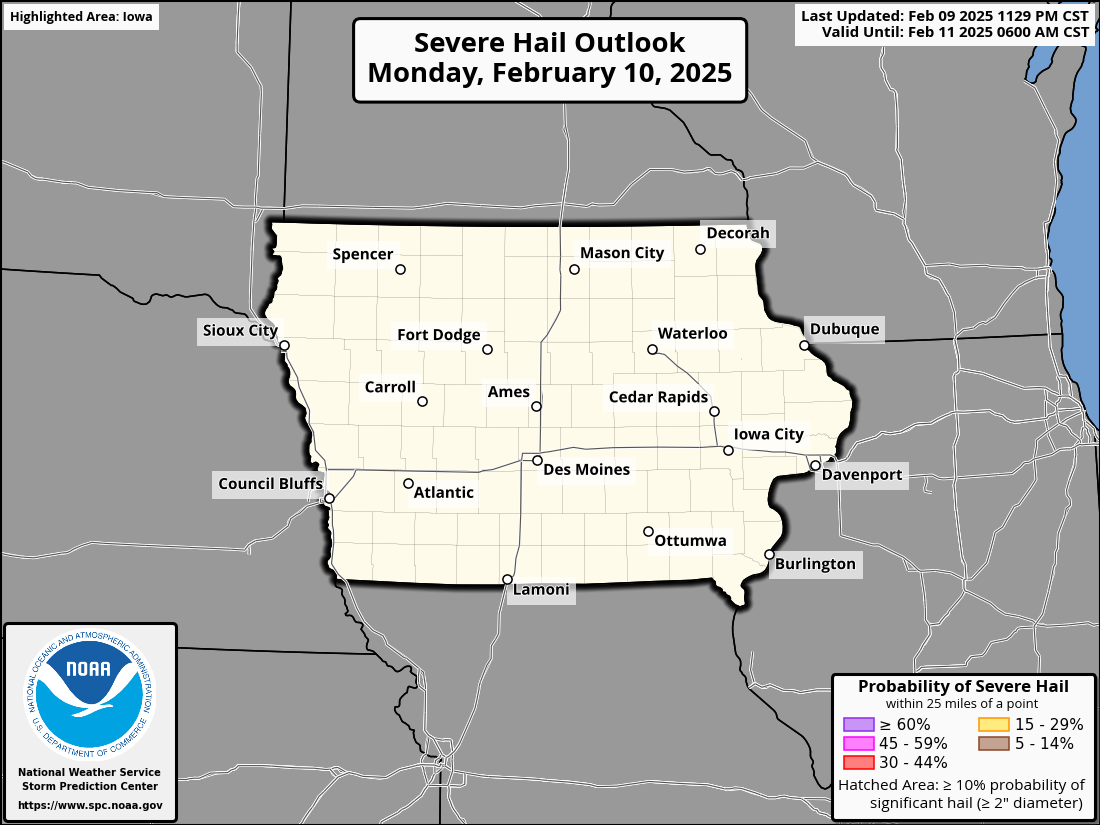 Day 1 Hail probabilities