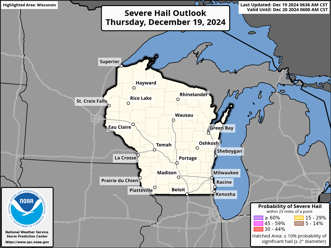 Day 1 Hail probabilities