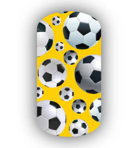 Soccer nail design with gold background