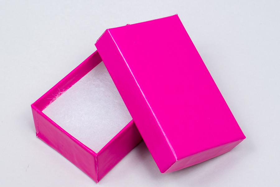 (#21) 2-1/2 X 1-1/2 X 7/8 GLOSS FUCHSIA PINK JEWELRY BOXES