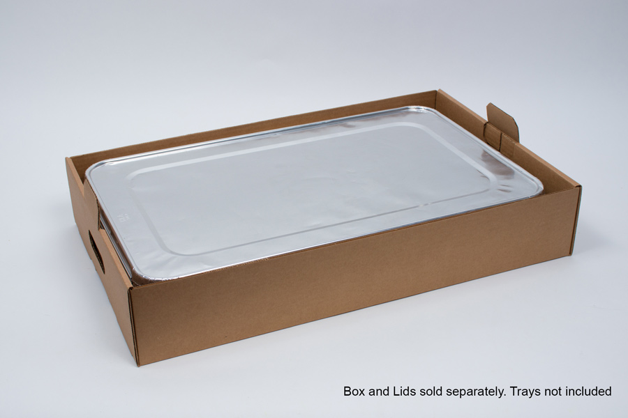 22 x 13-1/2 x 4 NATURAL KRAFT HANDLED CATERING TRAY - FULL SHEET