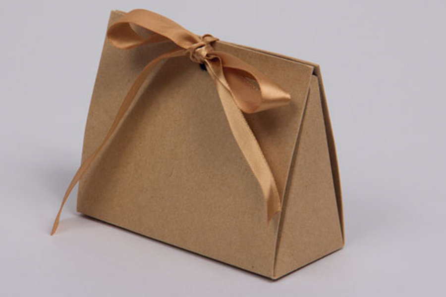 4.5 x 2 x 3.75 NATURAL KRAFT RIBBON TIED PURSE BOXES