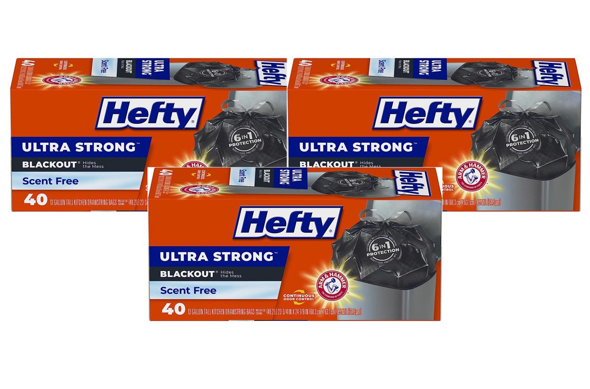 Hefty Ultra Strong Tall Kitchen Trash Bags 120 Pack with $10 Credit