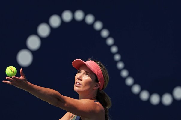 Danielle Collins USA serves v Caroline Garcia France San Diego Open 2023