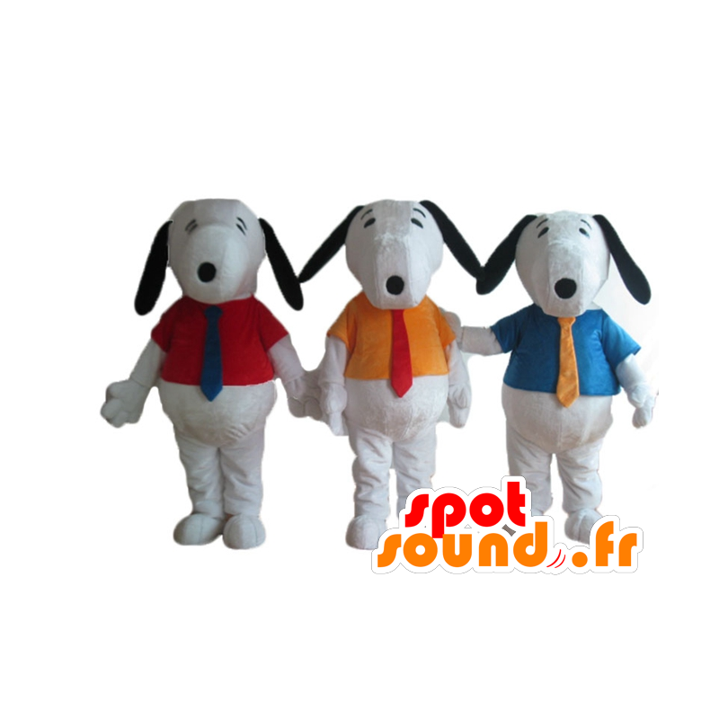 3 Snoopy mascot, famous white cartoon dog - MASFR24508 - Mascots Snoopy