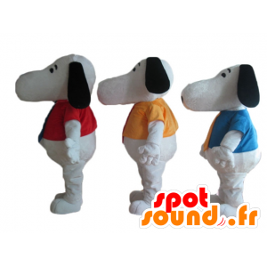 3 Snoopy mascot, famous white cartoon dog - MASFR24508 - Mascots Snoopy