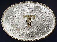 Montana Silversmiths Initial T Western Belt Buckle - Western Belt Buckles | Spur Western Wear