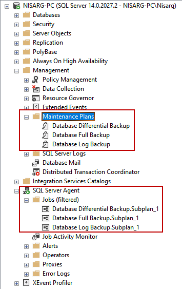 Maintenance plans and corresponding SQL Jobs