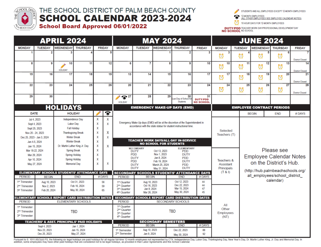 Palm Beach County School Calendar 20232024