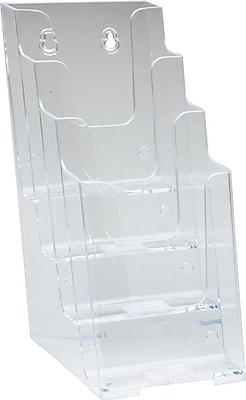 Deflecto® 4-Tier Literature Holder, Leaflet, Clear, 4 7/8