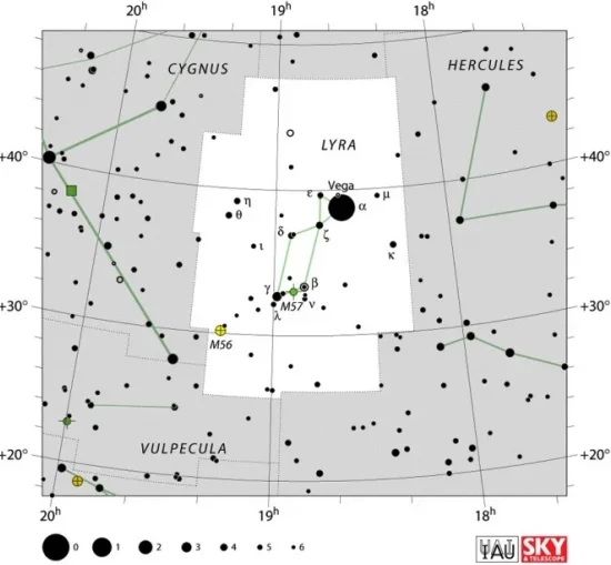 Lyra constellation,lyra stars,lyra star map