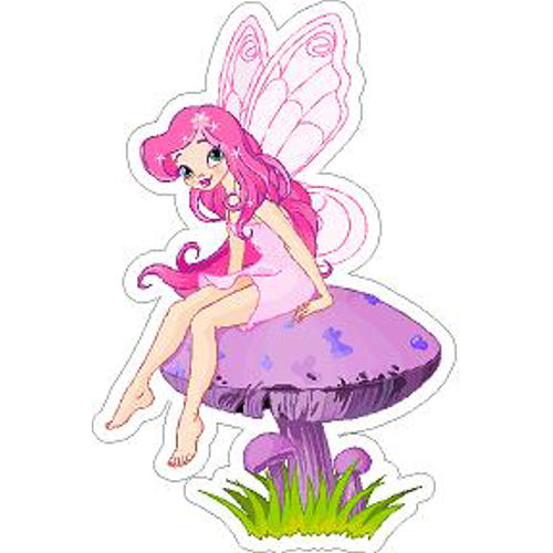 Pink Fairy On Mushroom - Vinyl Sticker at Sticker Shoppe