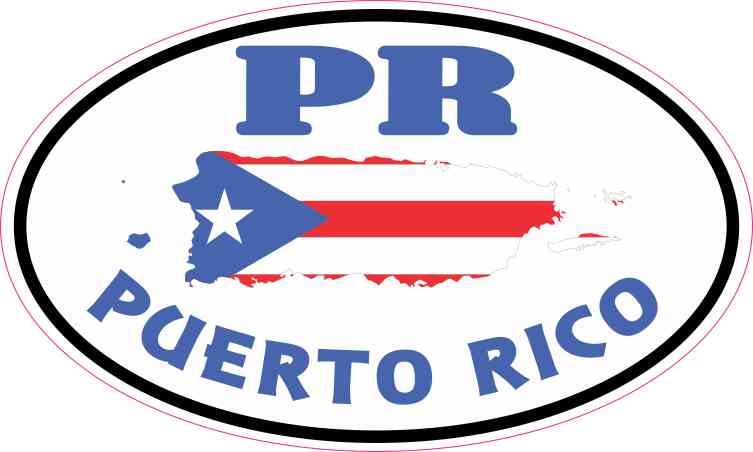 5in x 3in Oval PR Puerto Rico Sticker Car Truck Bumper Decal Cup Stickers