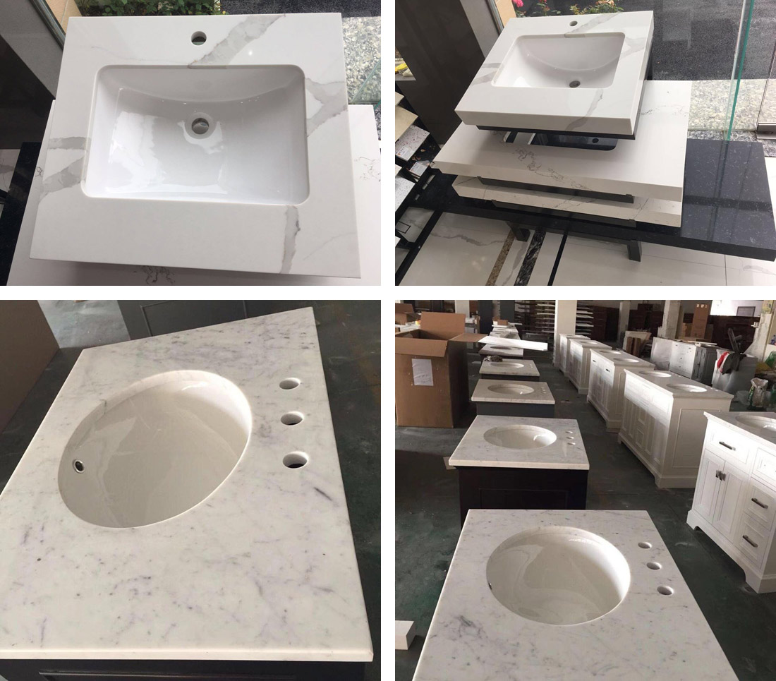 White Quartz Vanity Tops Chinese Quatz Stone Bathroom Countertops