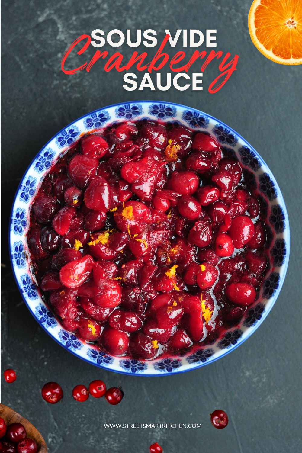 Sous vide cranberry sauce is a foolproof way to make the most velvety, smooth cranberry sauce. Only three ingredients are required. It's so easy and delicious.