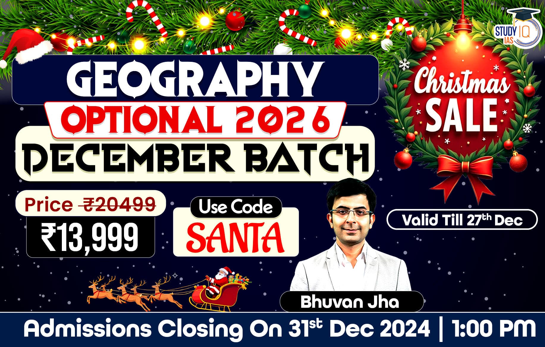 UPSC IAS (Mains) Geography Optional Live 2025-2026 (Comprehensive) December Batch