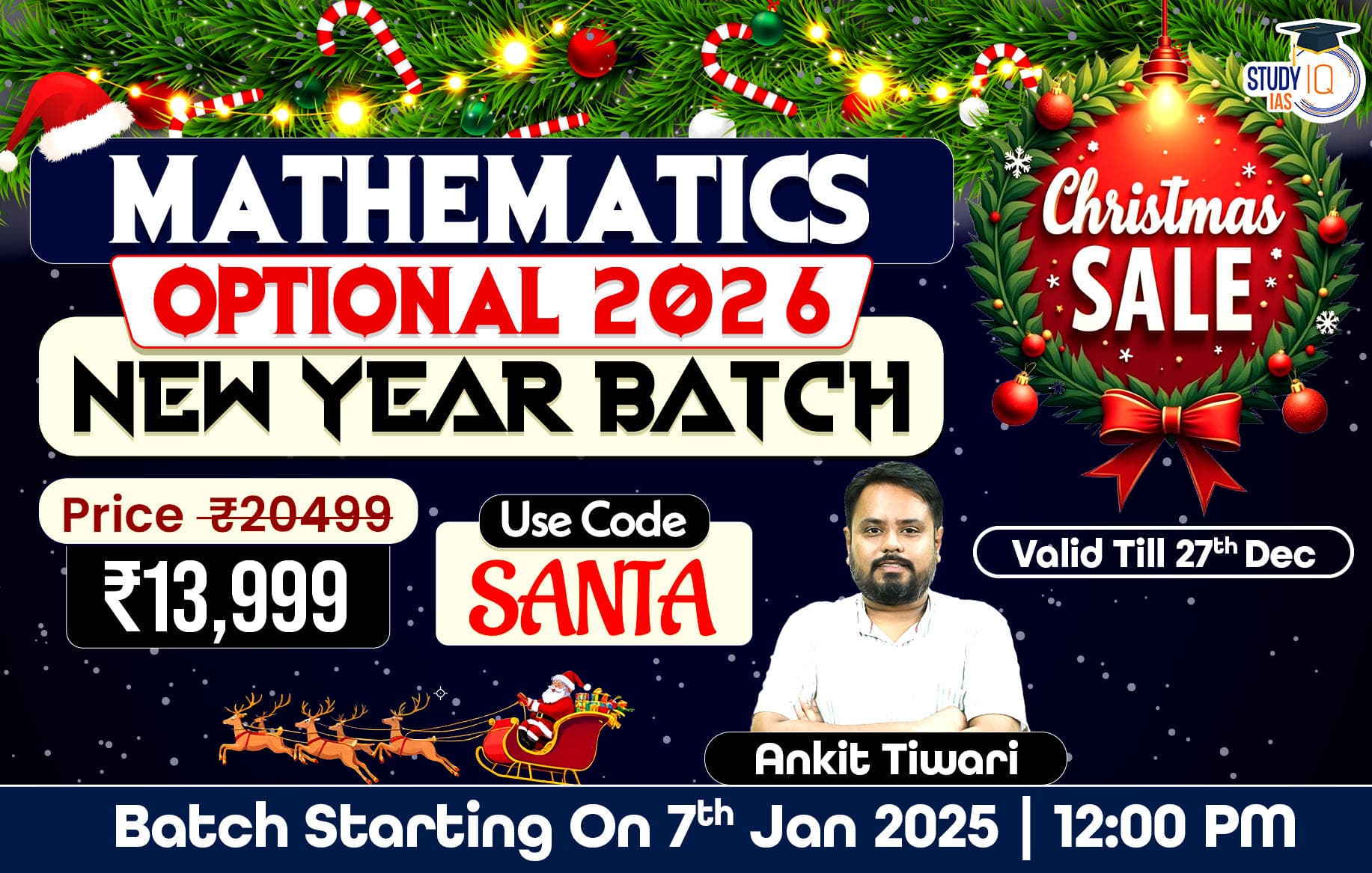 UPSC IAS (Mains) Mathematics Optional Live 2026 (Comprehensive) New Year Batch