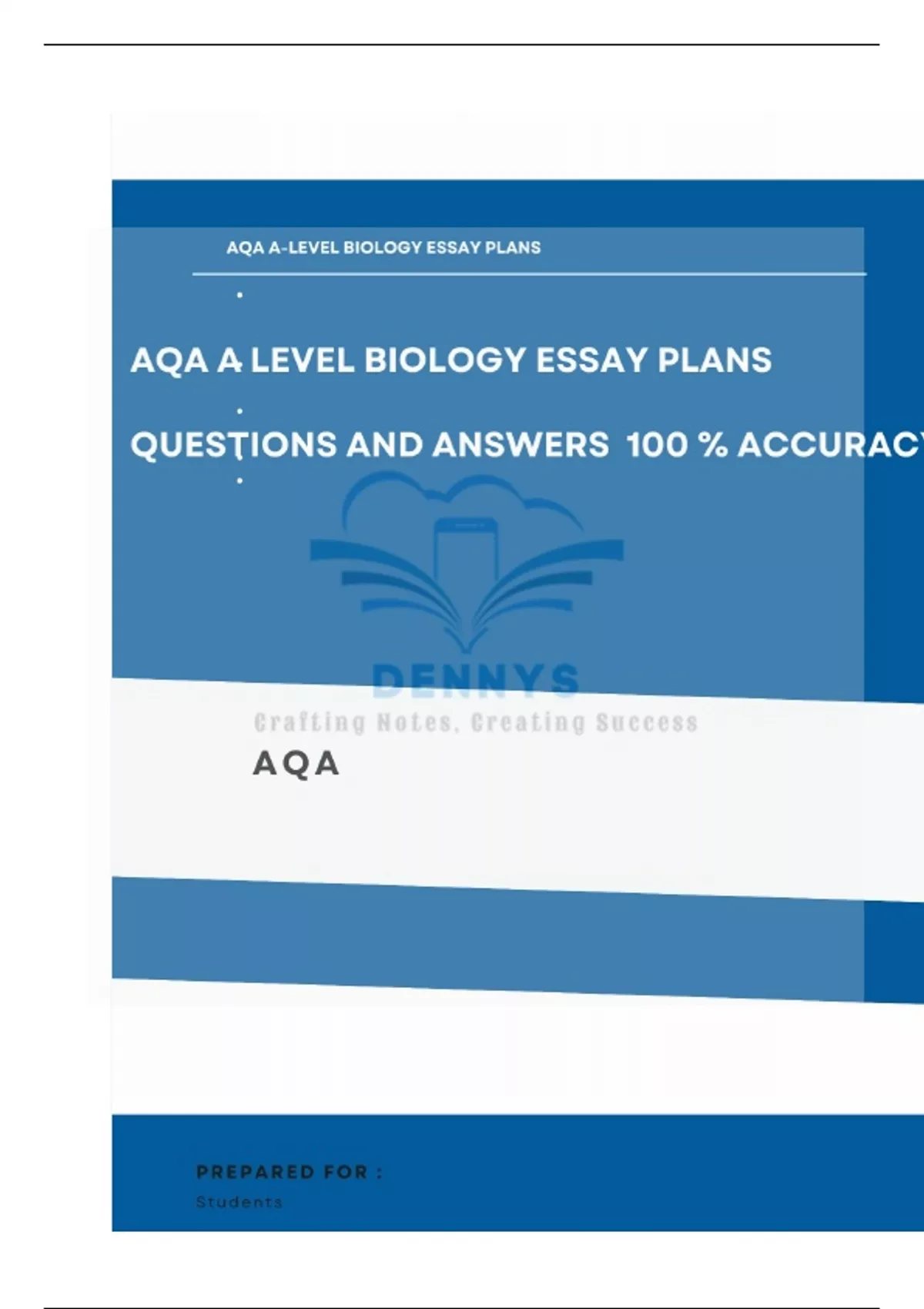 AQA A level biology essay plans Comprehensive Questions and Answers 100 ...