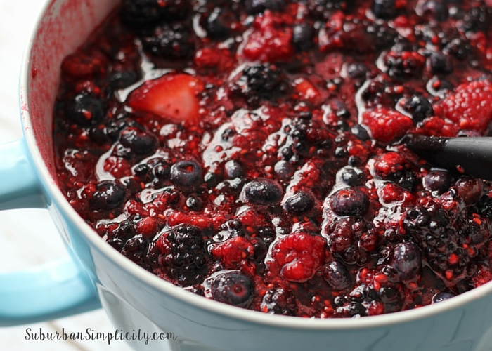 Fresh Mixed Berries in Bowl ready to go on the stove to cook. 