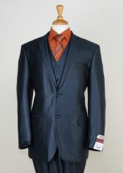  3 Piece Sharkskin Suit Flat Front