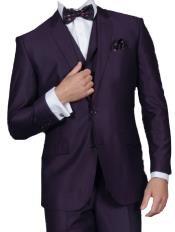  3 Piece Sharkskin Suit Flat Front