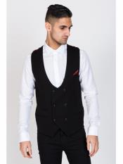  MO467 KELLY - Black Double Breasted Waistcoat