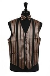  Vest/Tie/Bowtie Sets (Black-Mocha Combination) 