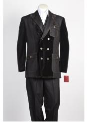   Mens Black Double Breasted Suit