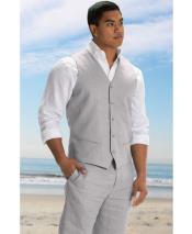 Mens2PieceLinenCausalOutfitsVest&Pants/