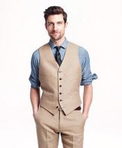 Mens2PieceLinenCausalOutfitsVest&Pants/