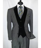   Black Suit Gray Vest Mens