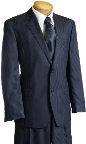  Navy Pinstripe Wool Fabric Italian Design