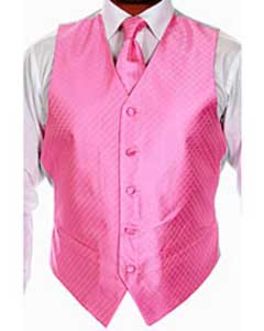  Four-piece Pink Tuxedo Vest Set 