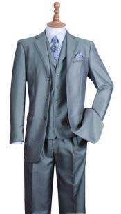 MensSilverSuitSilver3ButtonStyleNotchLapel