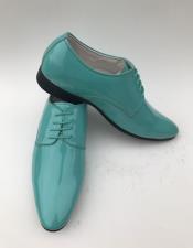   Mens Turquoise Plain Toe Lace