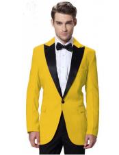   Mens Black Lapel Tuxedos yellow