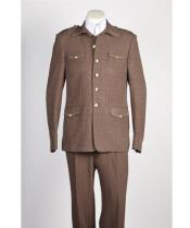 Mens5ButtonBrownSafariMilitaryStyleSuit