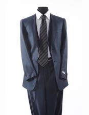 Mens2ButtonTazioBrandSuitNavyBlueTextured