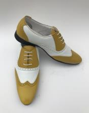  Mens White/Khaki Wing Toe Two Toned